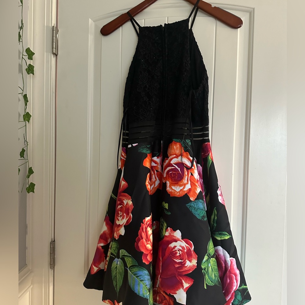 High Neck Floral Formal Dress